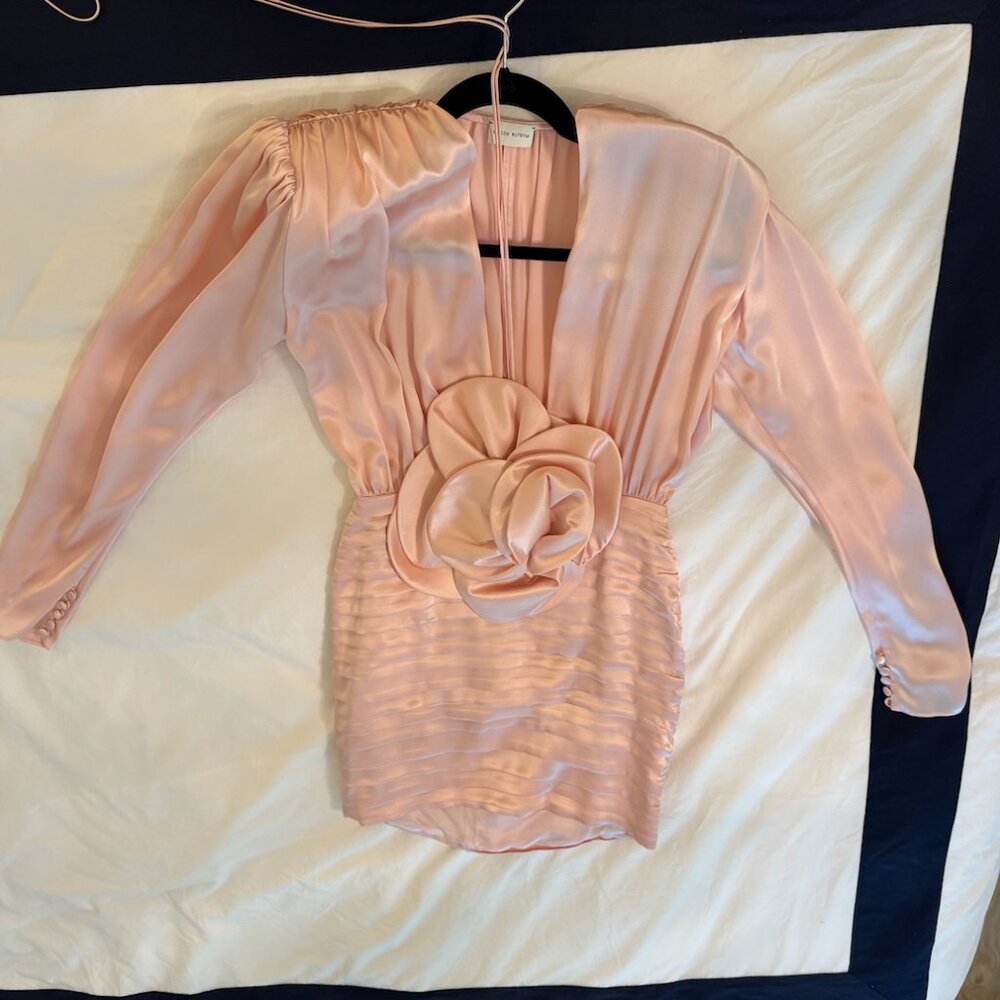 Magda Butrym pink silk long sleeve flower mini dress - Picture 5 of 8
